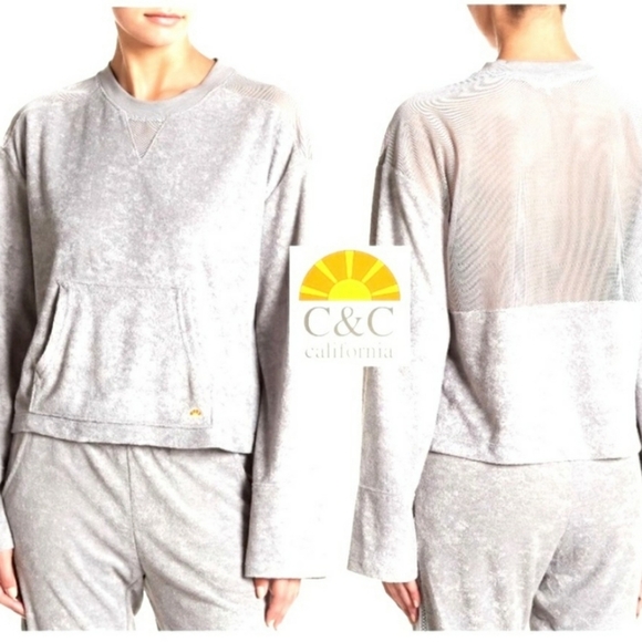 *NWT! C&C California FRENCH TERRY MESH PULL OVER SHIRT COVER UP TOP SIZE LARGE - Picture 1 of 9
